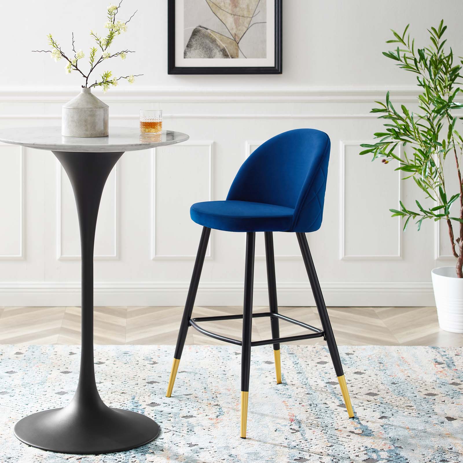 Cordial Performance Velvet Bar Stools Set of 2 by Modway