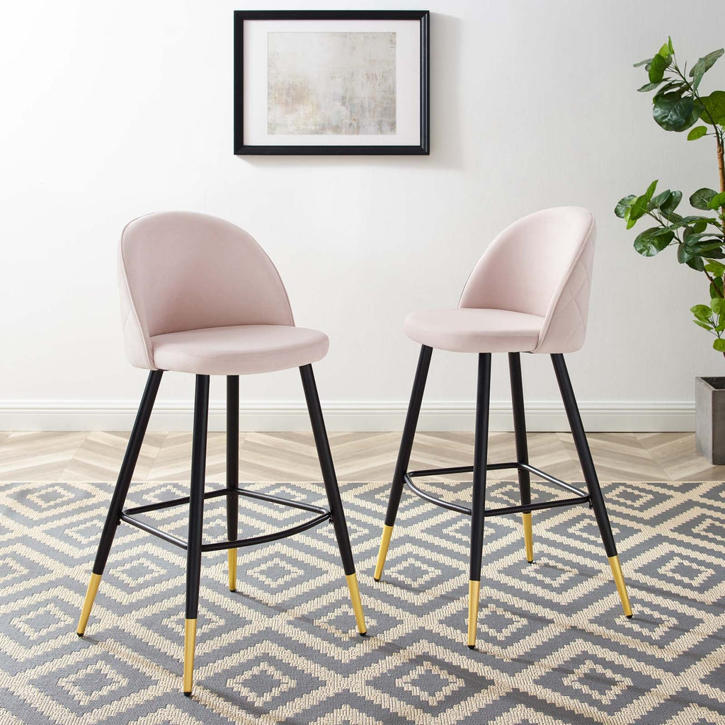 Cordial Performance Velvet Bar Stools Set of 2 by Modway