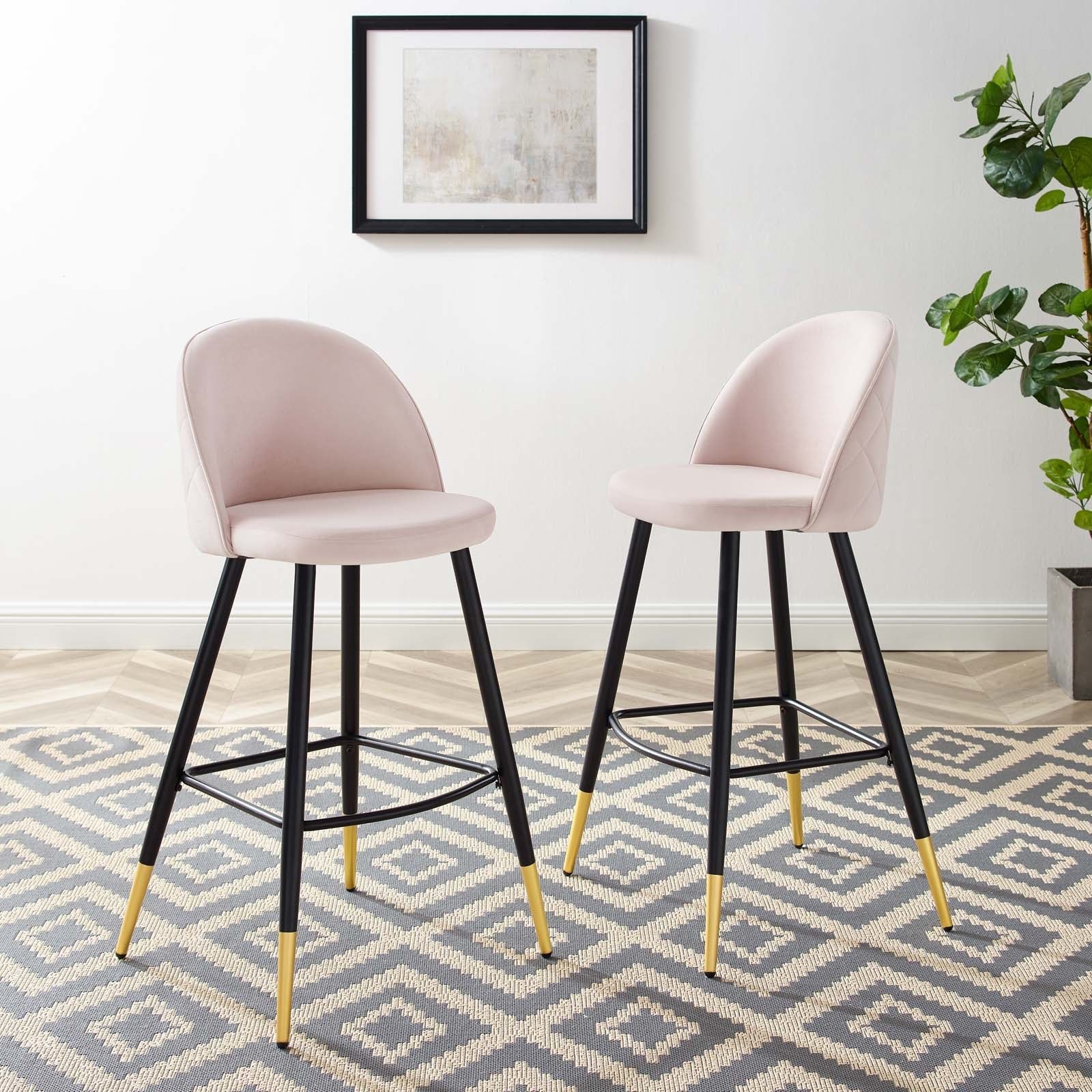Cordial Performance Velvet Bar Stools Set of 2 by Modway