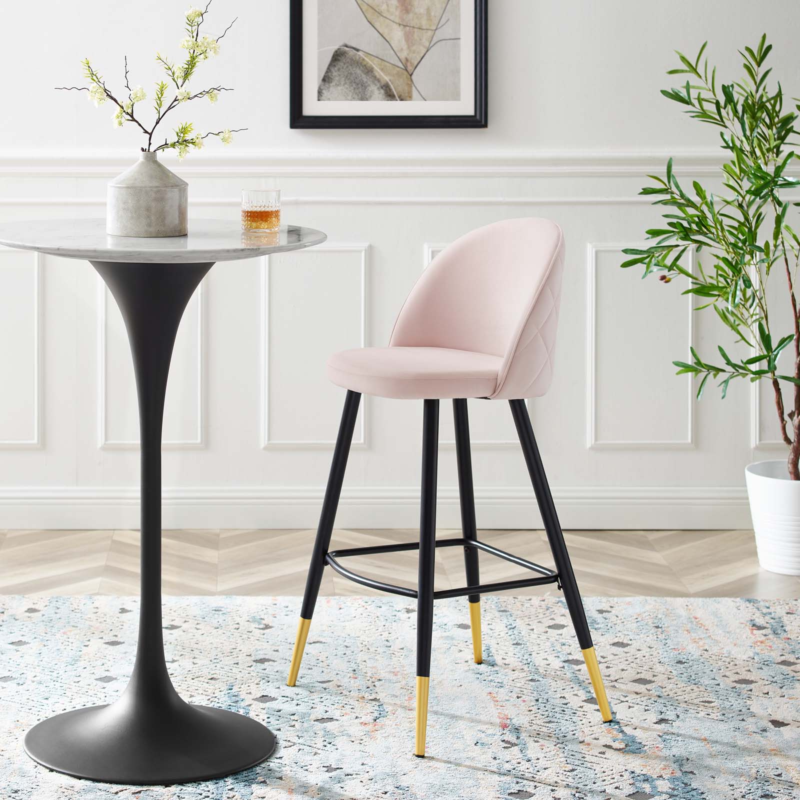 Cordial Performance Velvet Bar Stools Set of 2 by Modway