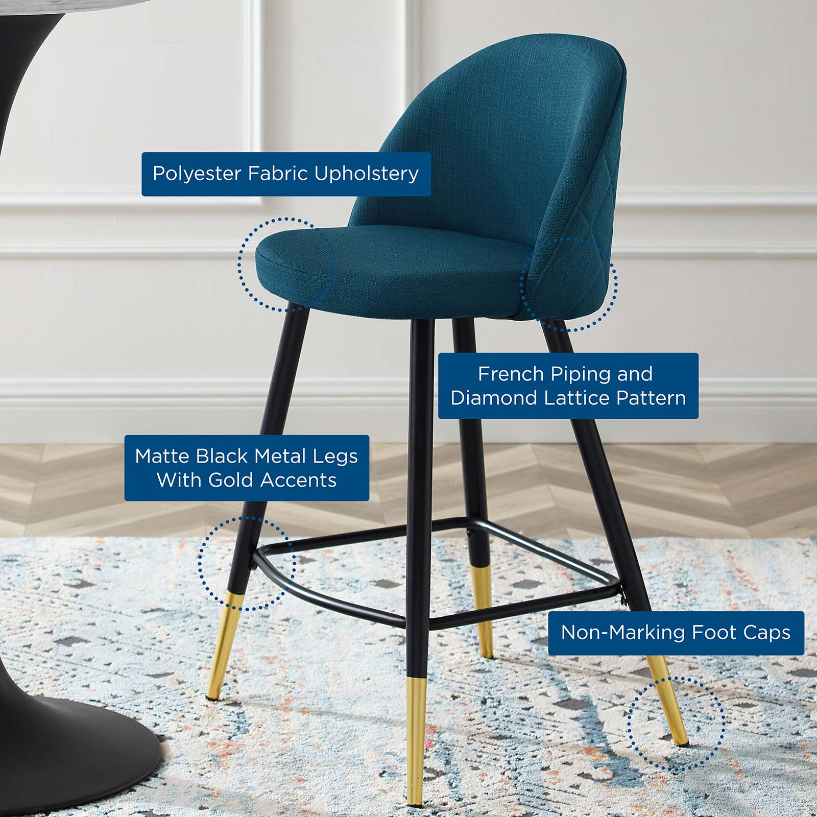 Cordial Fabric Counter Stools Set of 2 by Modway