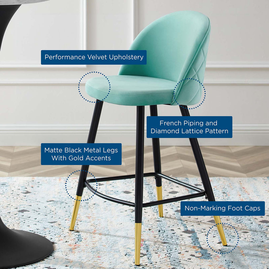 Cordial Performance Velvet Counter Stools Set of 2 by Modway