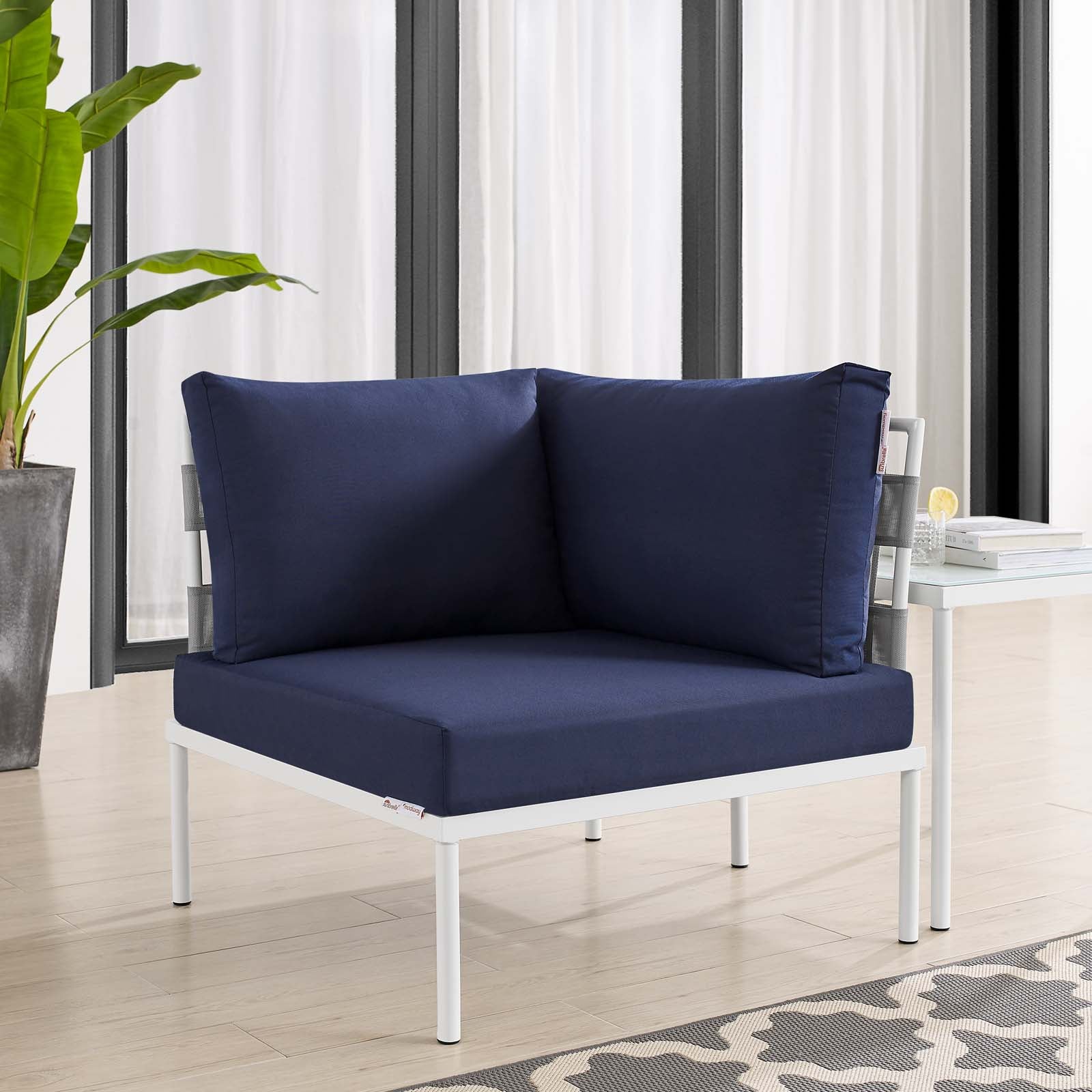 Harmony Sunbrella¨ Outdoor Patio Aluminum Corner Chair by Modway