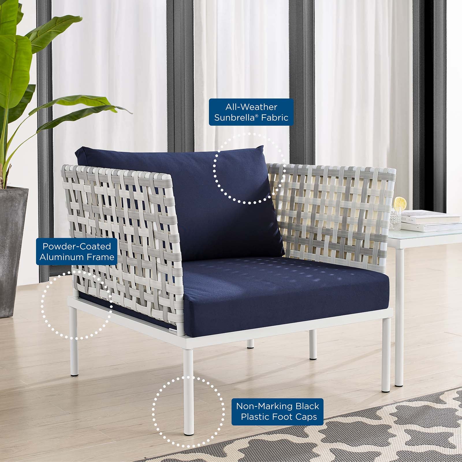 Harmony Sunbrella¨ Basket Weave Outdoor Patio Aluminum Armchair by Modway