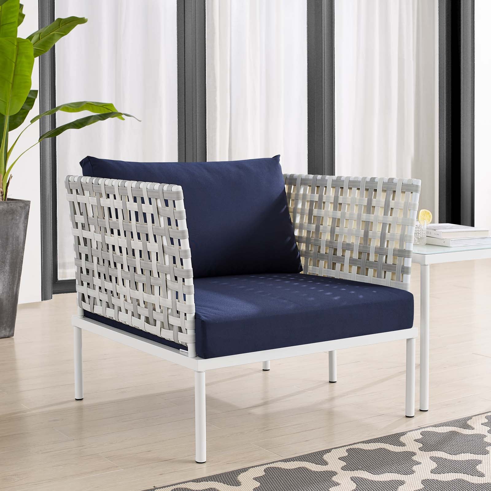 Harmony Sunbrella¨ Basket Weave Outdoor Patio Aluminum Armchair by Modway