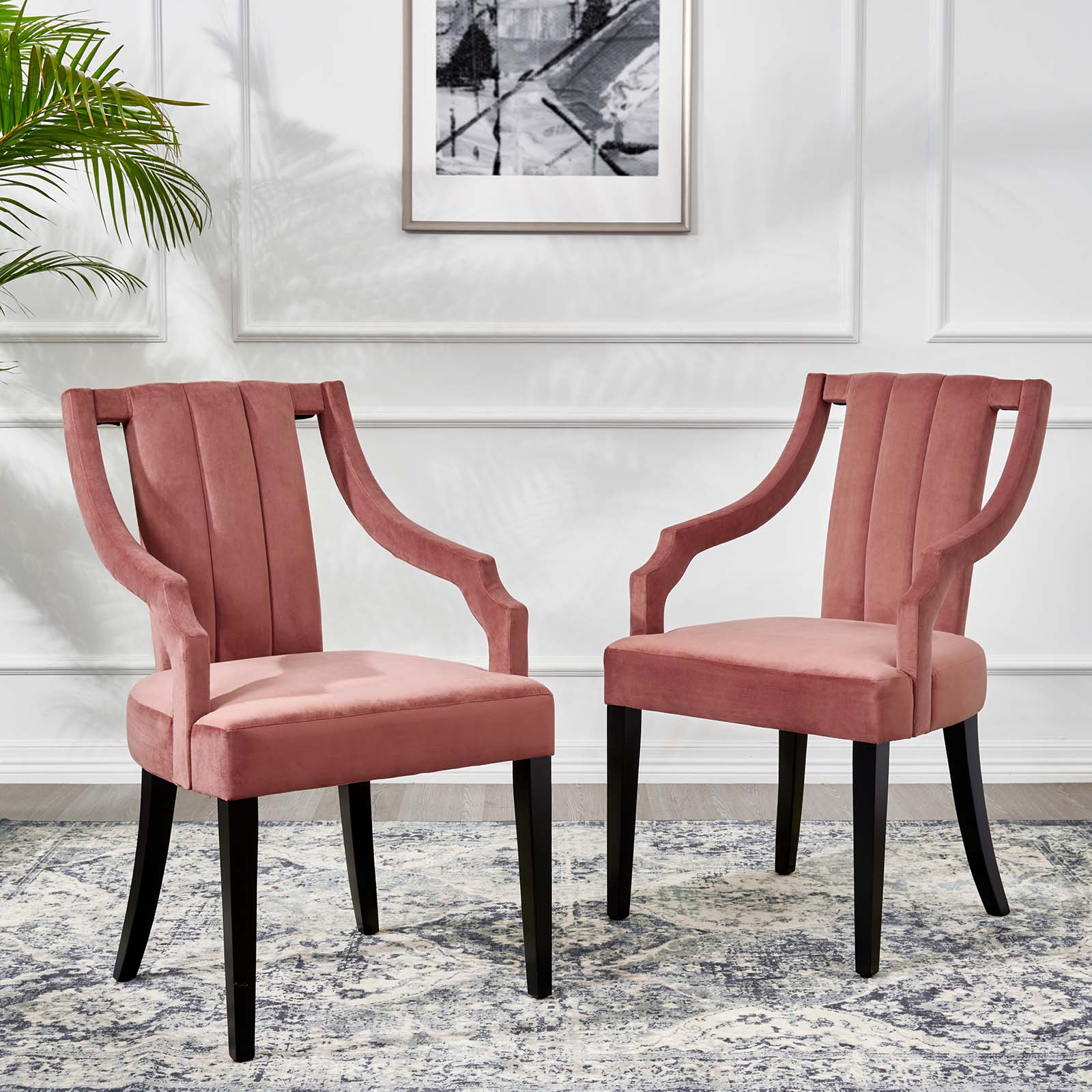Virtue Performance Velvet Dining Chairs Set of 2 by Modway