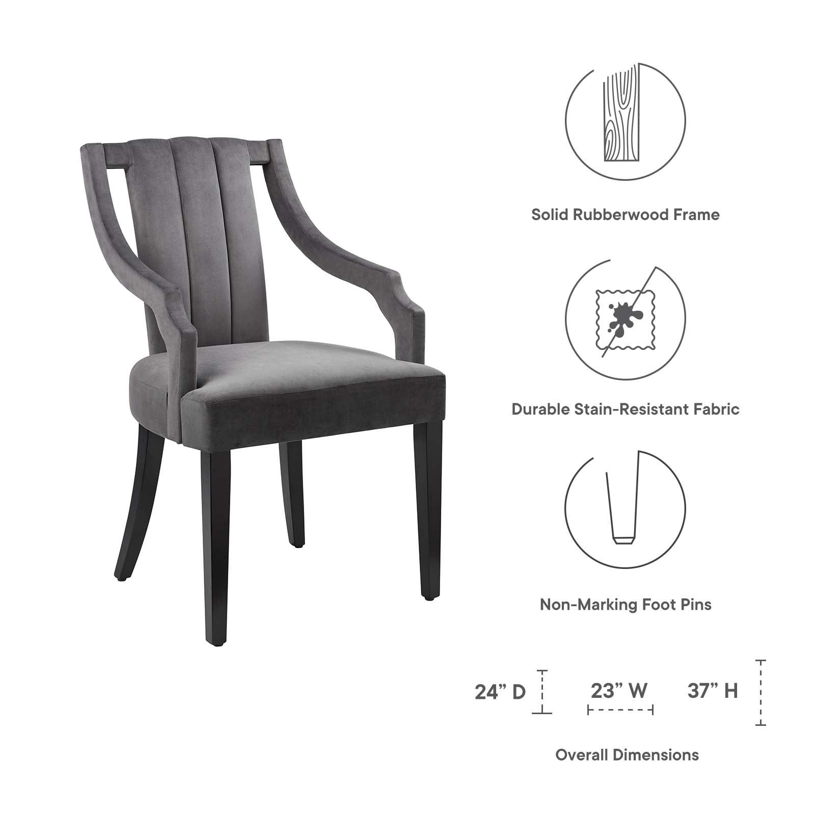 Virtue Performance Velvet Dining Chairs Set of 2 by Modway