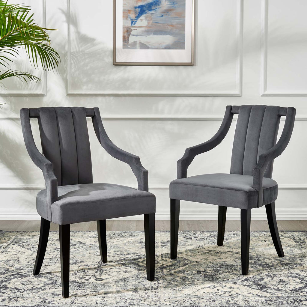 Virtue Performance Velvet Dining Chairs Set of 2 by Modway
