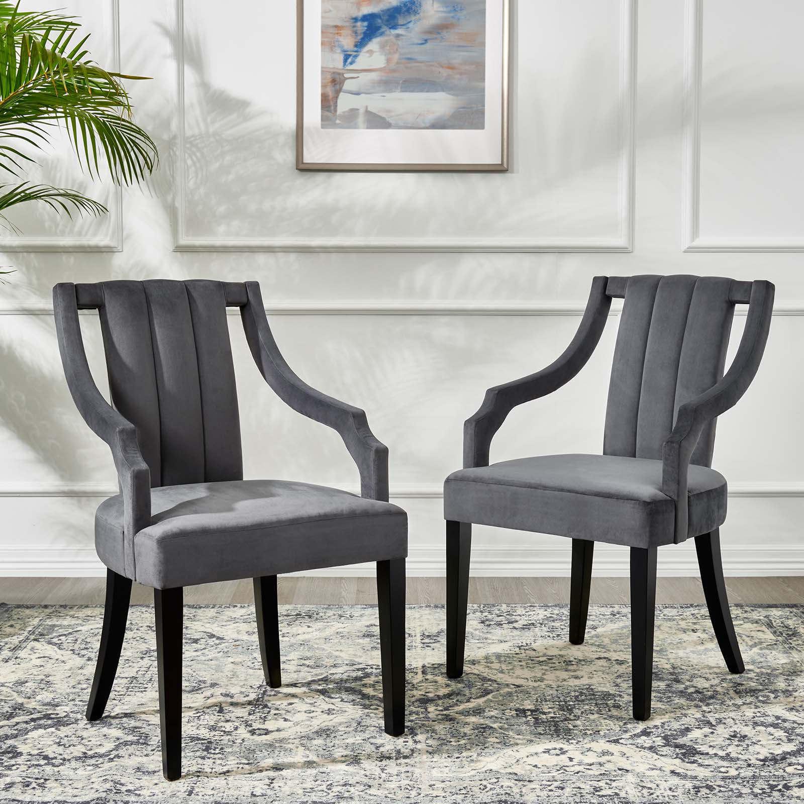 Virtue Performance Velvet Dining Chairs Set of 2 by Modway