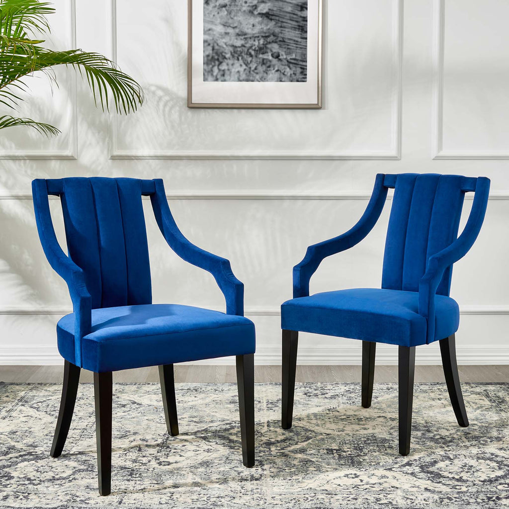 Virtue Performance Velvet Dining Chairs Set of 2 by Modway