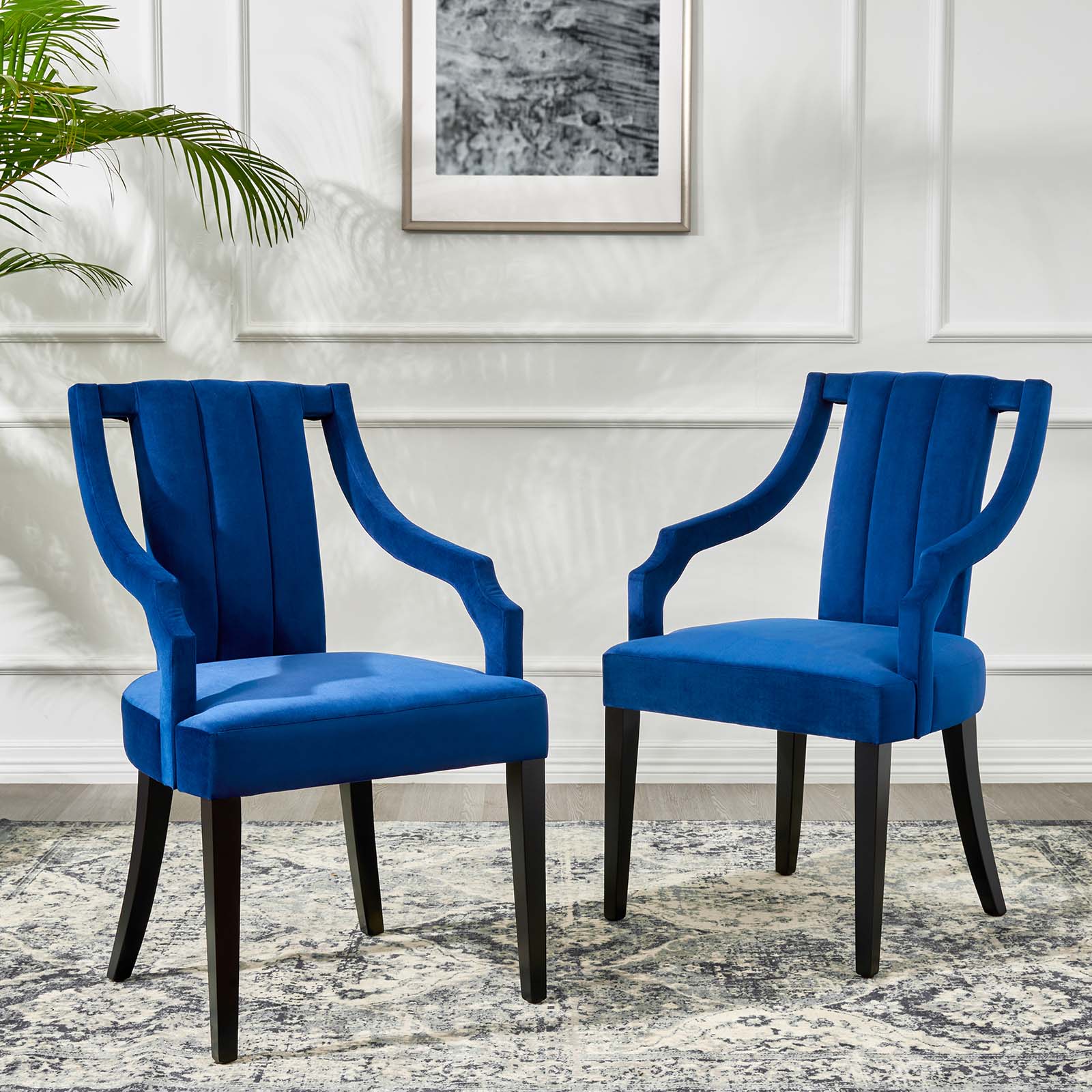 Virtue Performance Velvet Dining Chairs Set of 2 by Modway