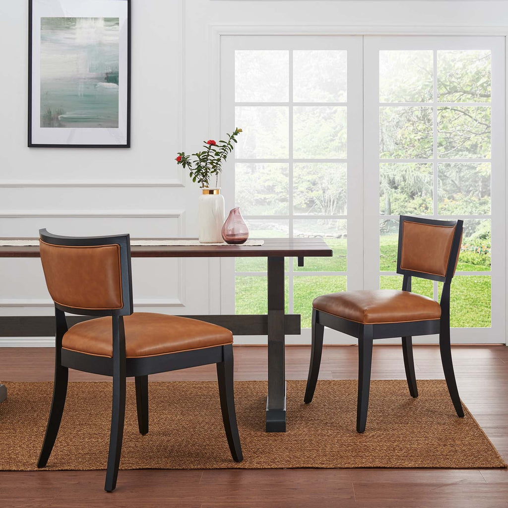 Pristine Vegan Leather Dining Chairs Set of 2 by Modway