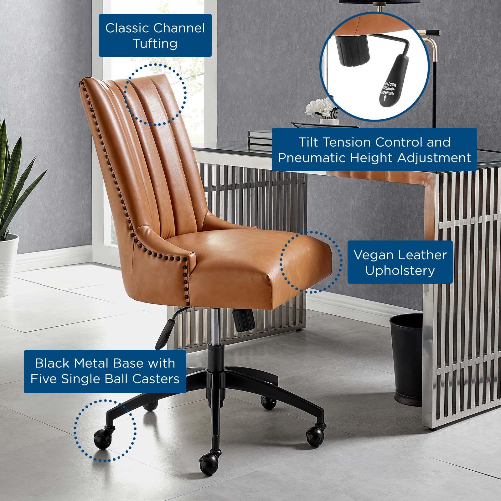Empower Channel Tufted Vegan Leather Office Chair by Modway