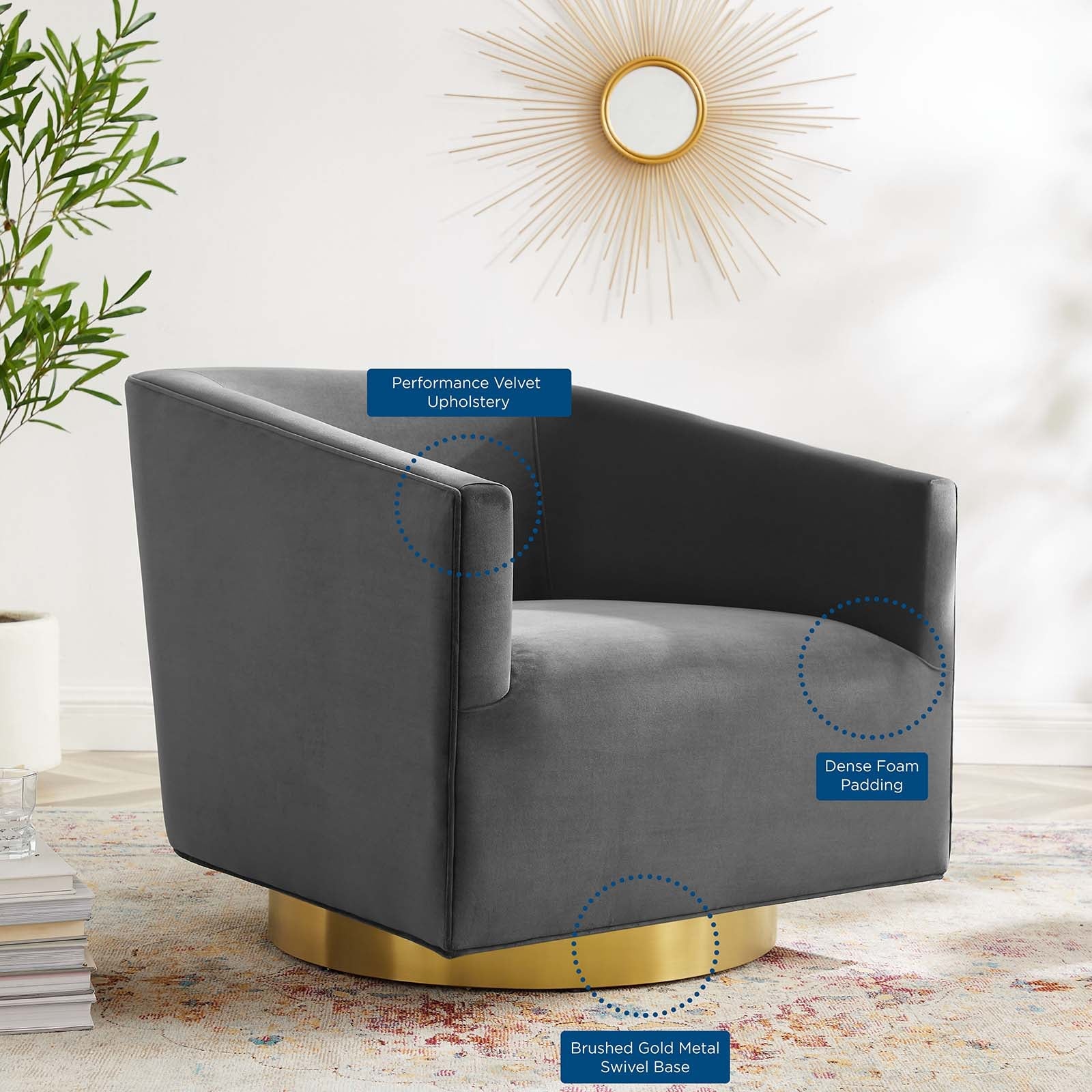 Twist Accent Lounge Performance Velvet Swivel Chair by Modway