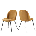 Scoop Black Powder Coated Steel Leg Performance Velvet Dining Chairs Set of 2 by Modway