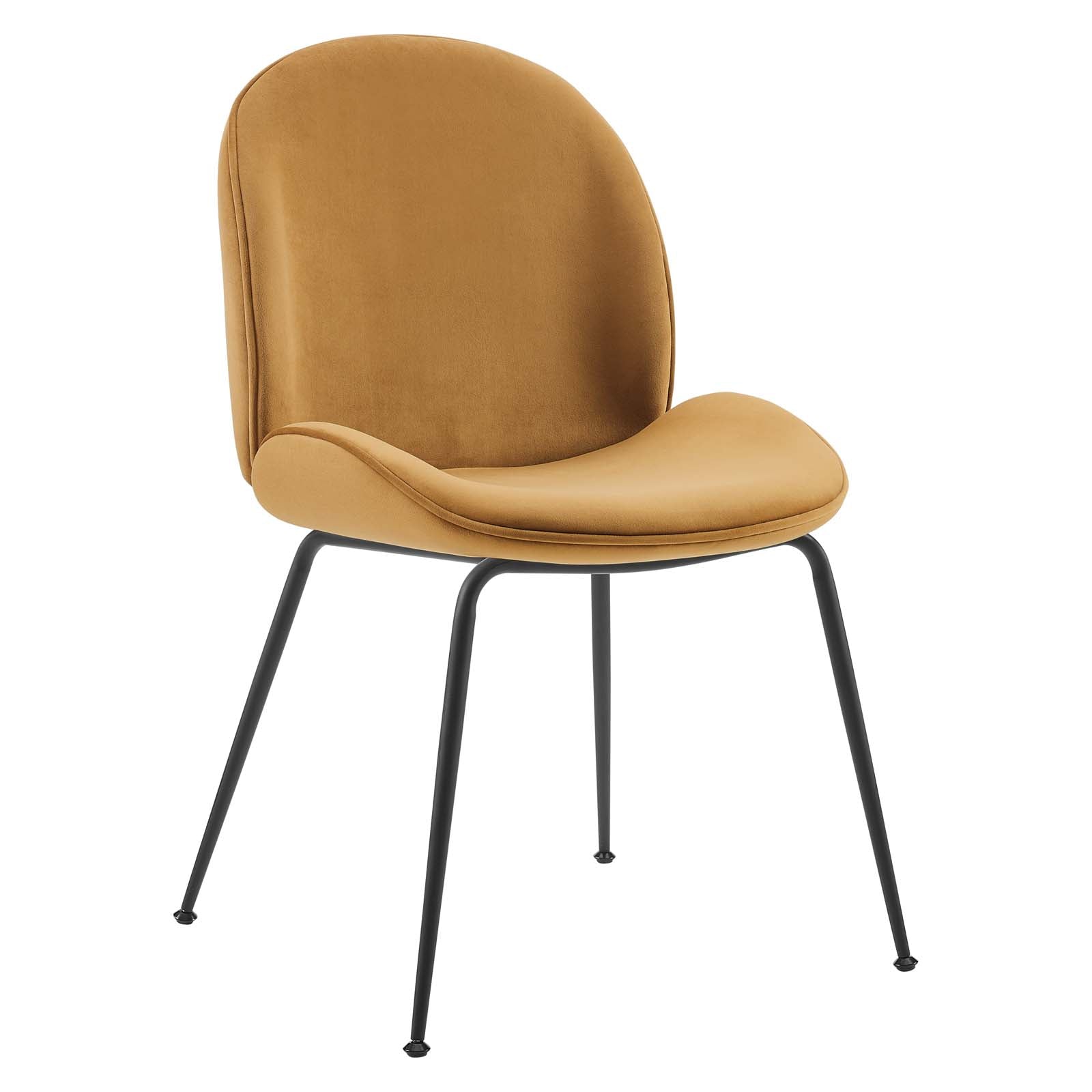 Scoop Black Powder Coated Steel Leg Performance Velvet Dining Chairs Set of 2 by Modway