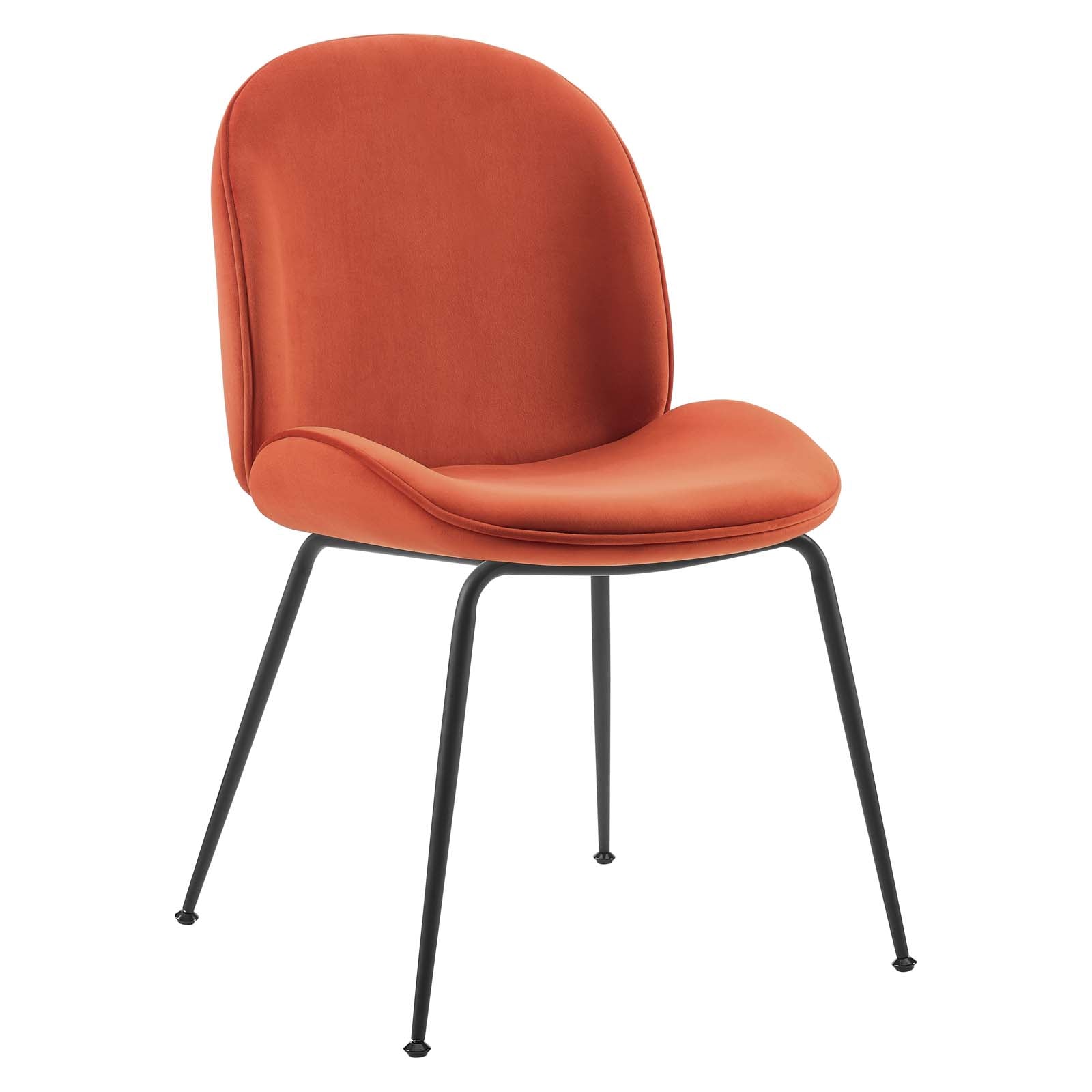 Scoop Black Powder Coated Steel Leg Performance Velvet Dining Chairs Set of 2 by Modway