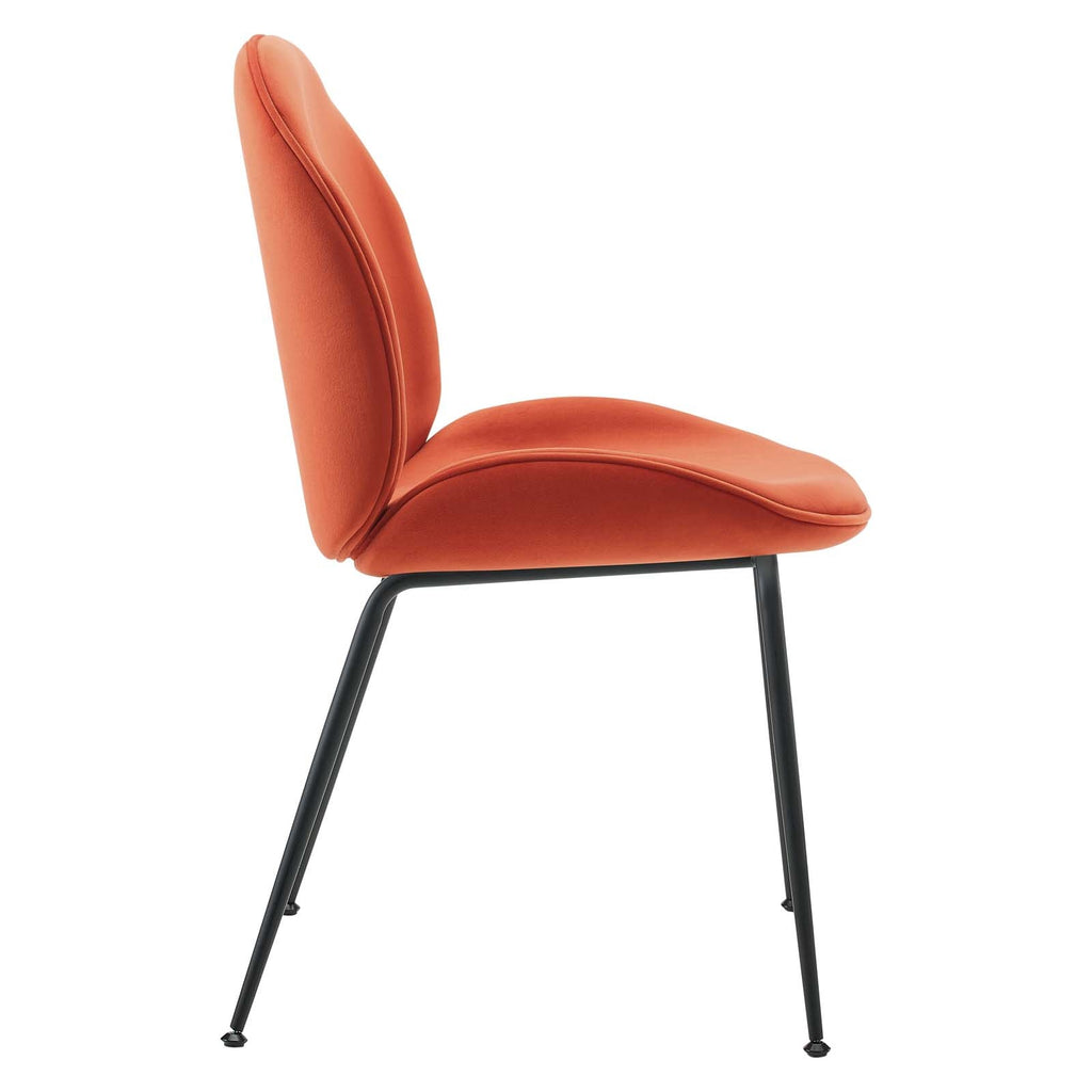 Scoop Black Powder Coated Steel Leg Performance Velvet Dining Chairs Set of 2 by Modway
