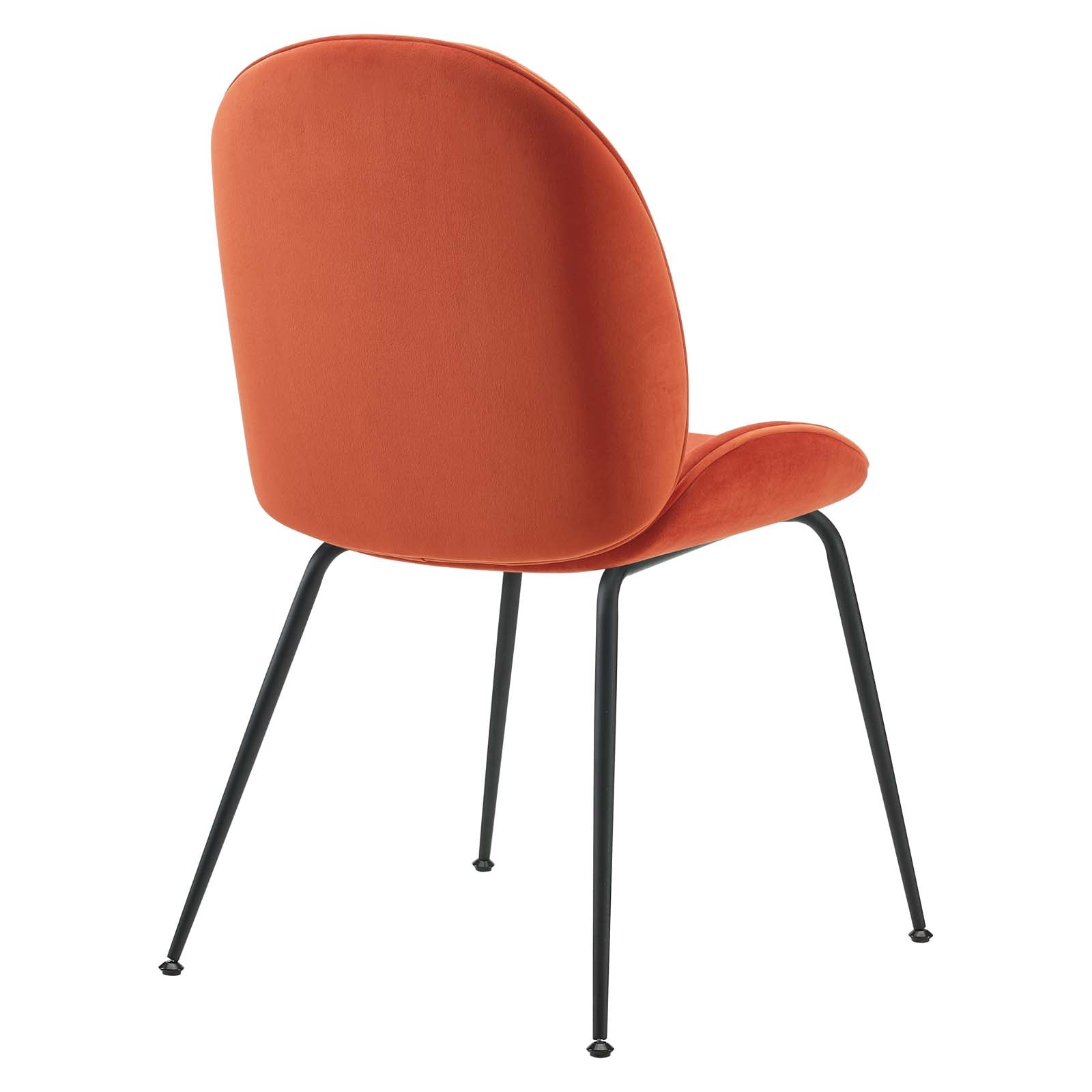 Scoop Black Powder Coated Steel Leg Performance Velvet Dining Chairs Set of 2 by Modway