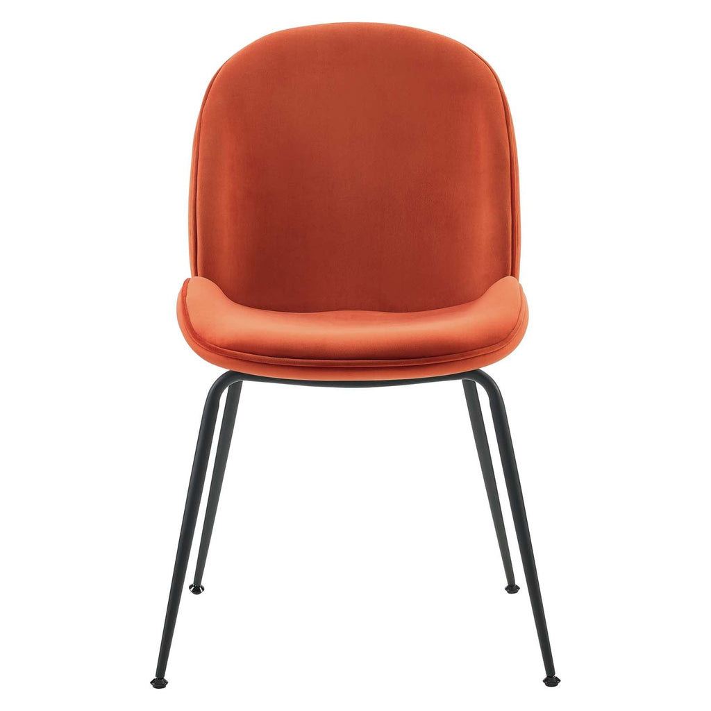 Scoop Black Powder Coated Steel Leg Performance Velvet Dining Chairs Set of 2 by Modway