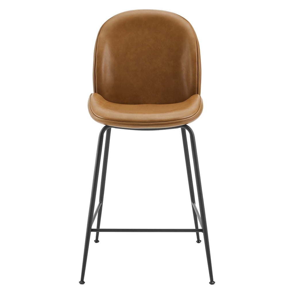 Scoop Black Powder Coated Steel Leg Vegan Leather Counter Stool by Modway