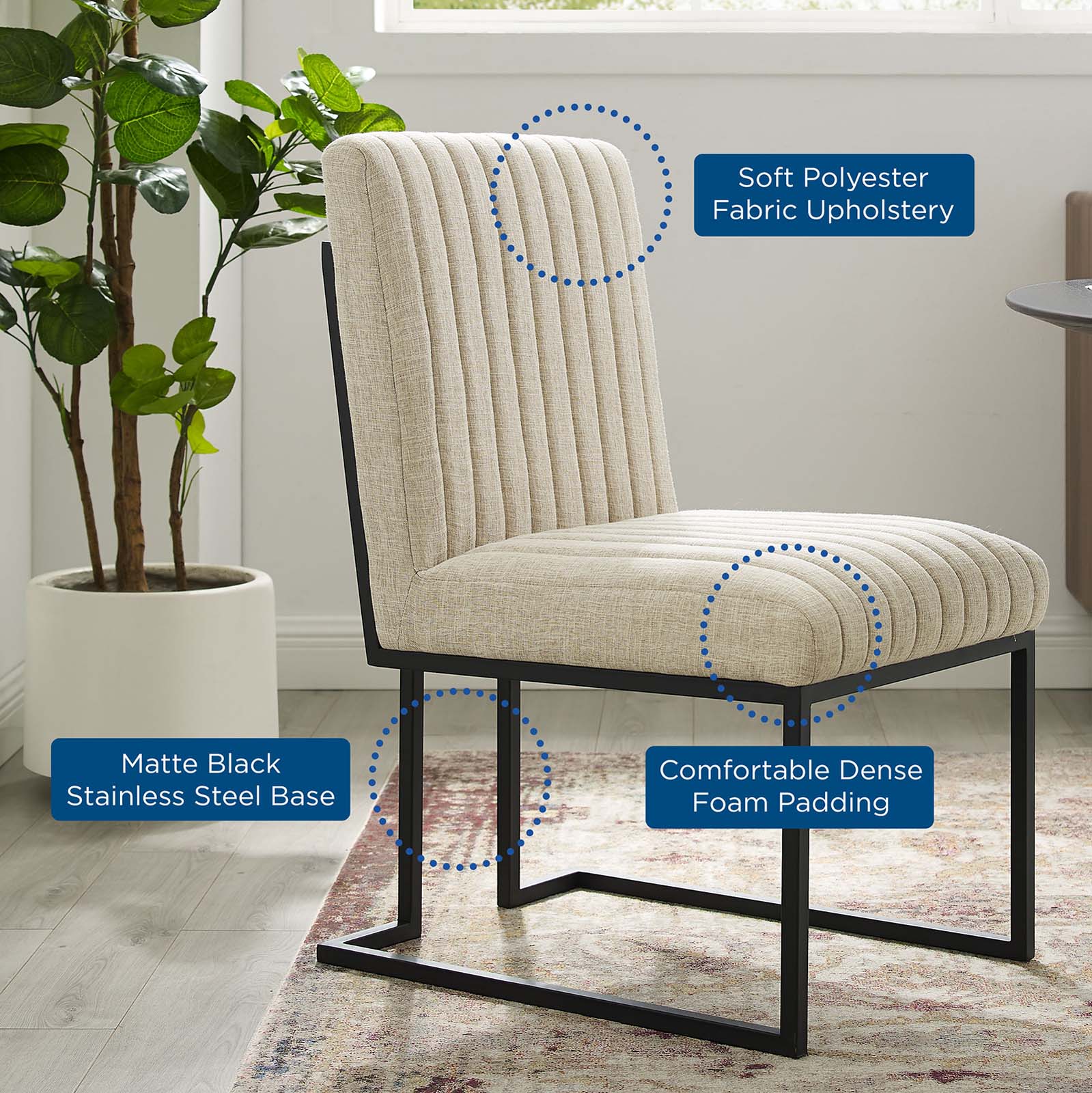 Indulge Channel Tufted Fabric Dining Chair by Modway