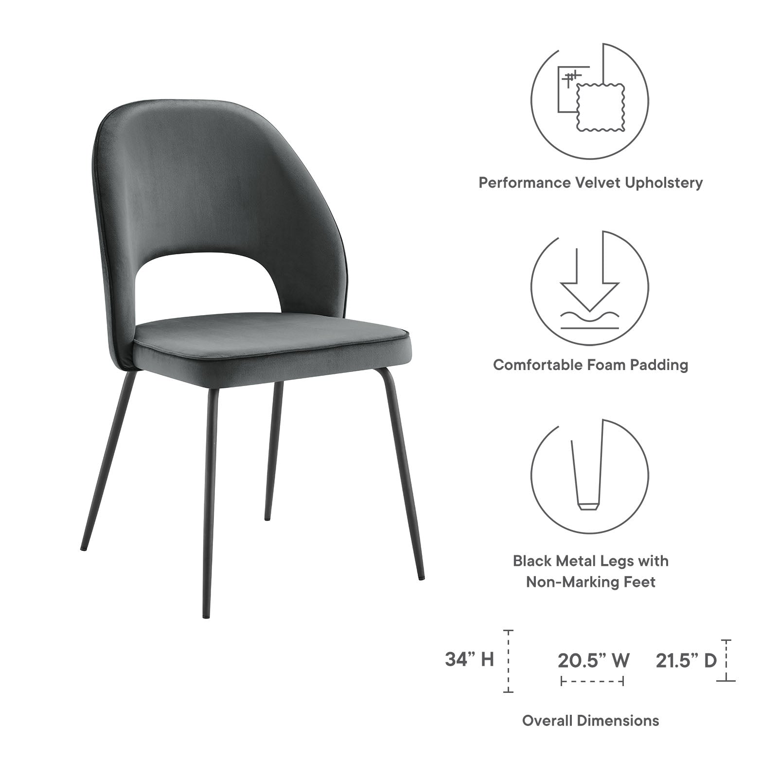 Nico Performance Velvet Dining Chair Set of 2 by Modway