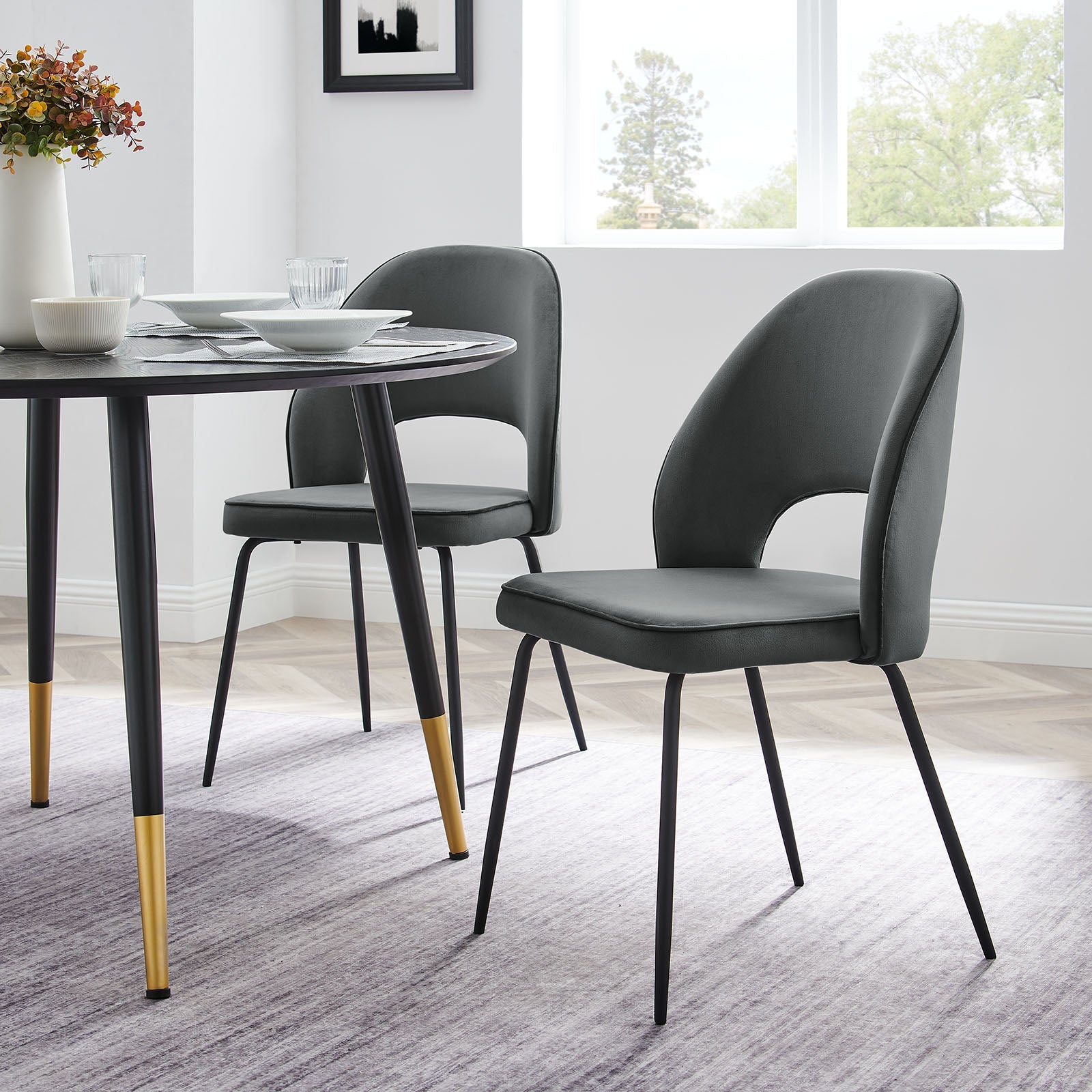 Nico Performance Velvet Dining Chair Set of 2 by Modway