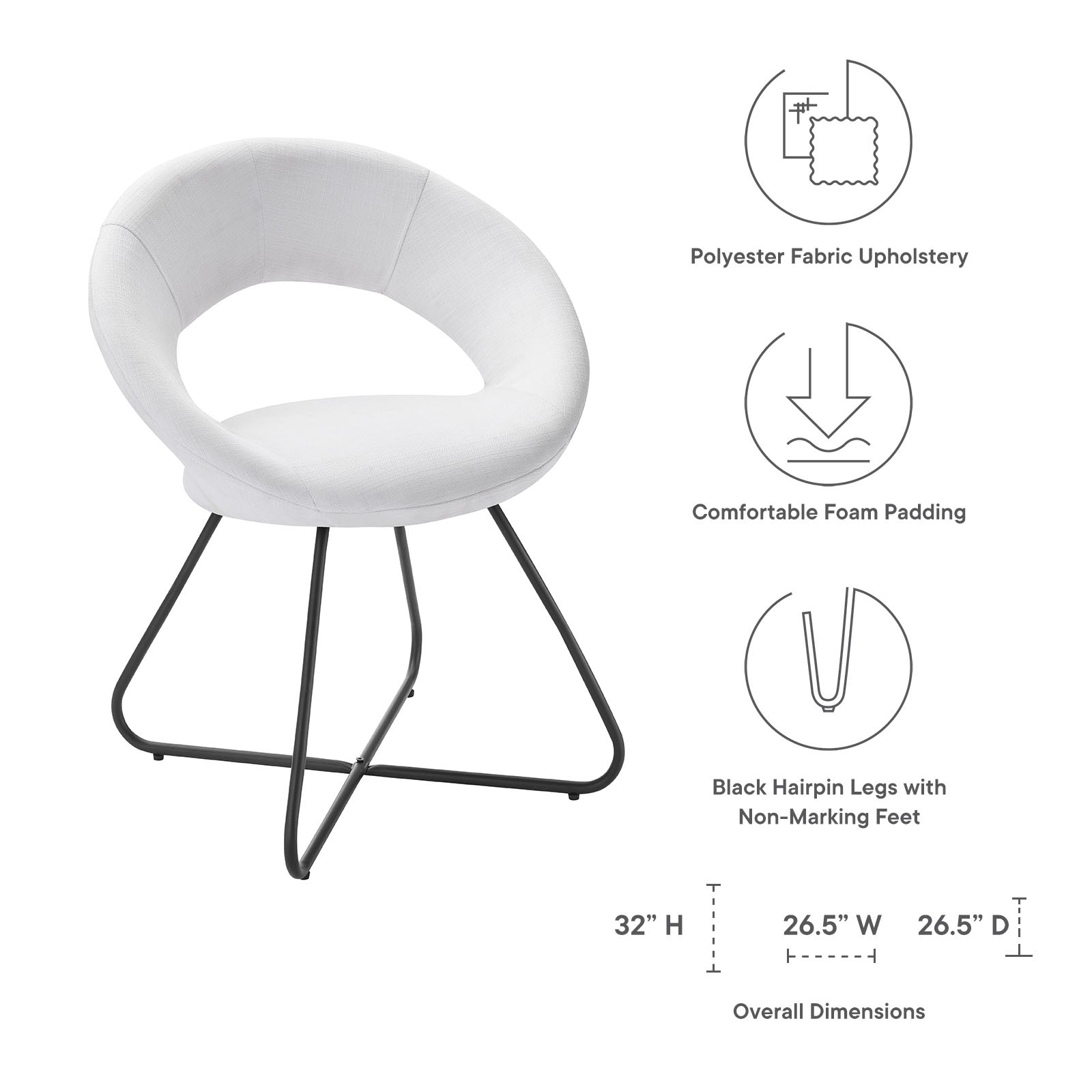 Nouvelle Upholstered Fabric Dining Chair Set of 2 by Modway