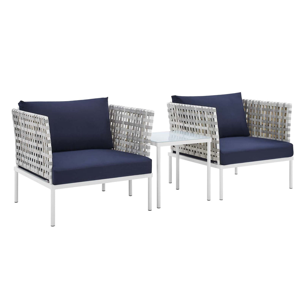 Harmony 3-Piece Sunbrella¨ Basket Weave Outdoor Patio Aluminum Seating Set by Modway