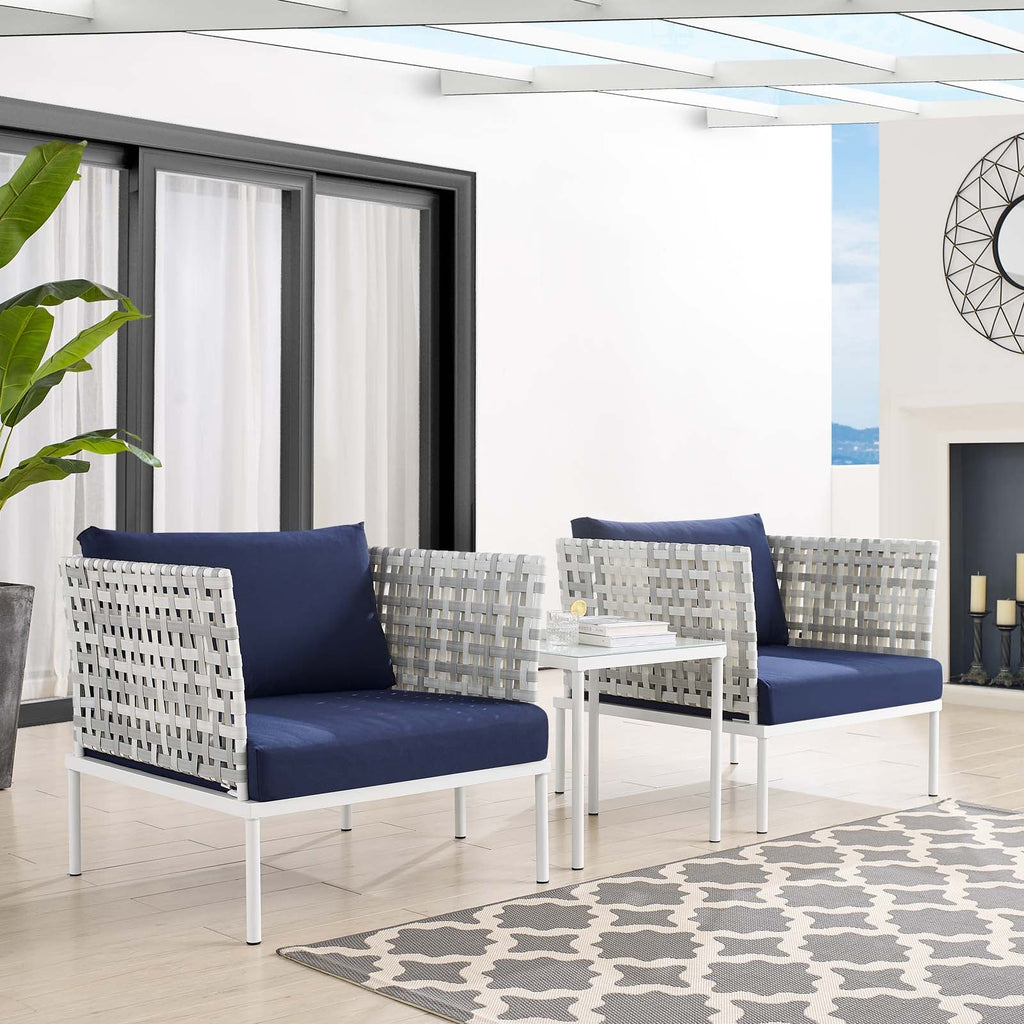 Harmony 3-Piece Sunbrella¨ Basket Weave Outdoor Patio Aluminum Seating Set by Modway