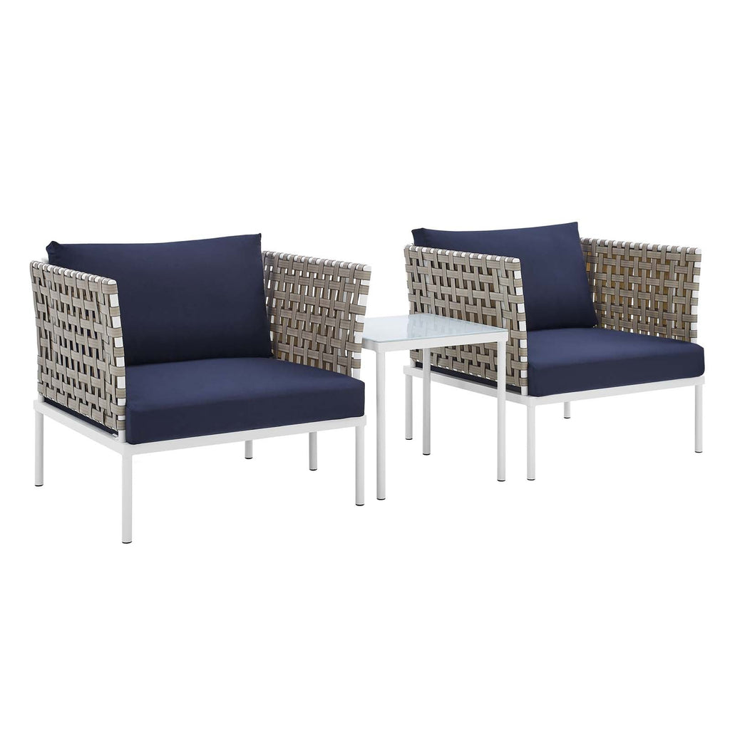 Harmony 3-Piece Sunbrella¨ Basket Weave Outdoor Patio Aluminum Seating Set by Modway