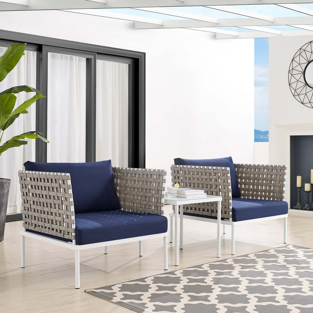 Harmony 3-Piece Sunbrella¨ Basket Weave Outdoor Patio Aluminum Seating Set by Modway