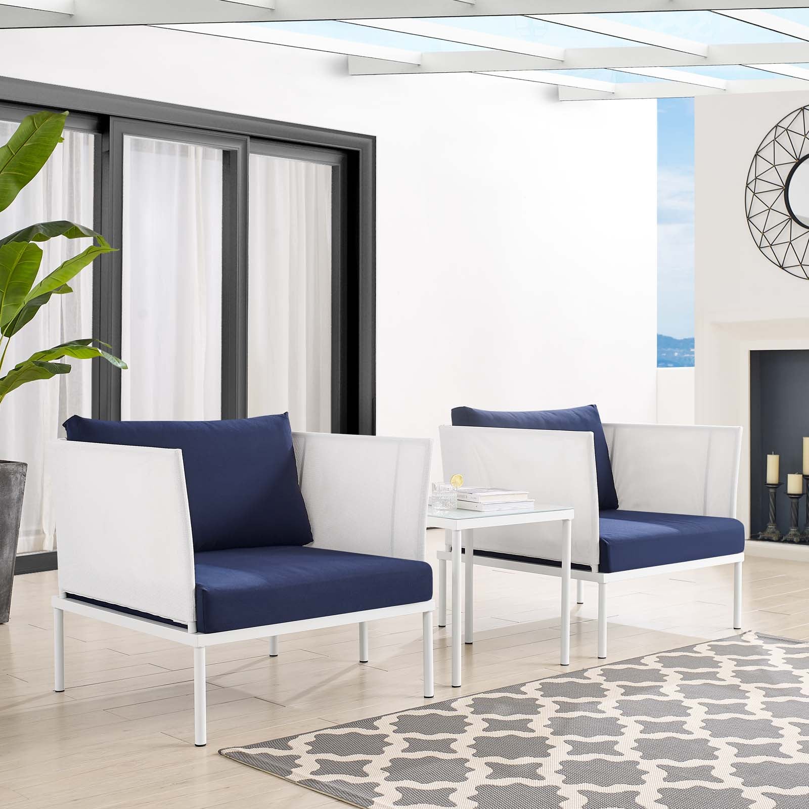 Harmony 3-Piece Sunbrella¨ Outdoor Patio Aluminum Seating Set by Modway