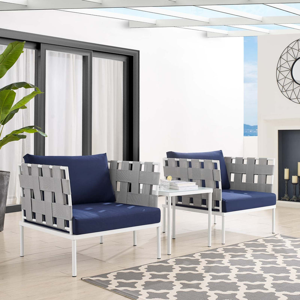 Harmony 3-Piece Sunbrella¨ Outdoor Patio Aluminum Seating Set by Modway
