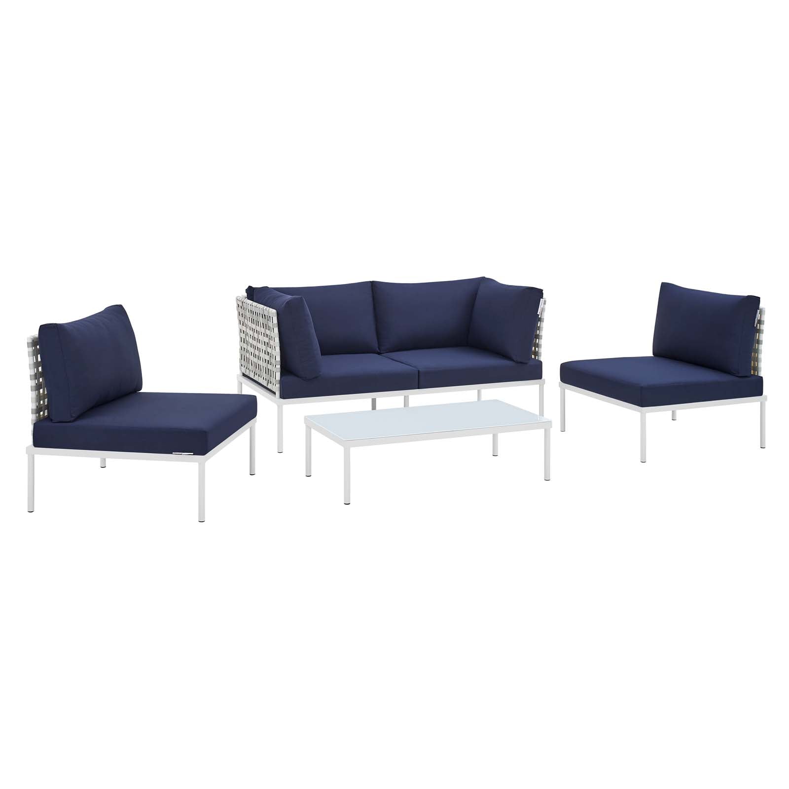 Harmony 4-Piece Sunbrella¨ Basket Weave Outdoor Patio Aluminum Seating Set by Modway