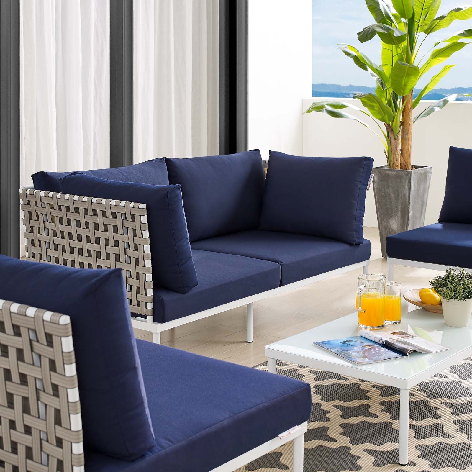 Harmony 4-Piece Sunbrella¨ Basket Weave Outdoor Patio Aluminum Seating Set by Modway