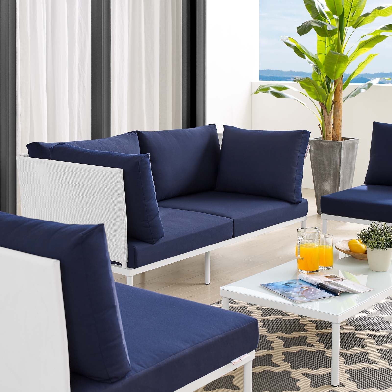 Harmony 4-Piece Sunbrella¨ Outdoor Patio Aluminum Seating Set by Modway