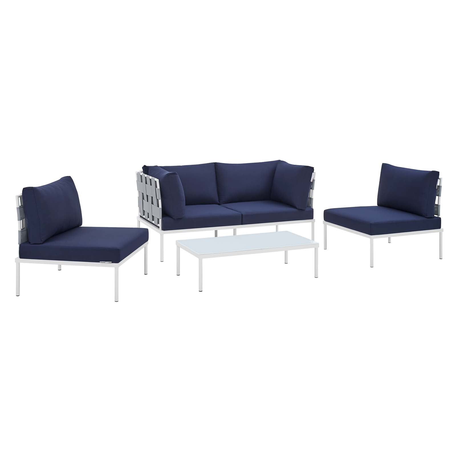 Harmony 4-Piece Sunbrella¨ Outdoor Patio Aluminum Seating Set by Modway