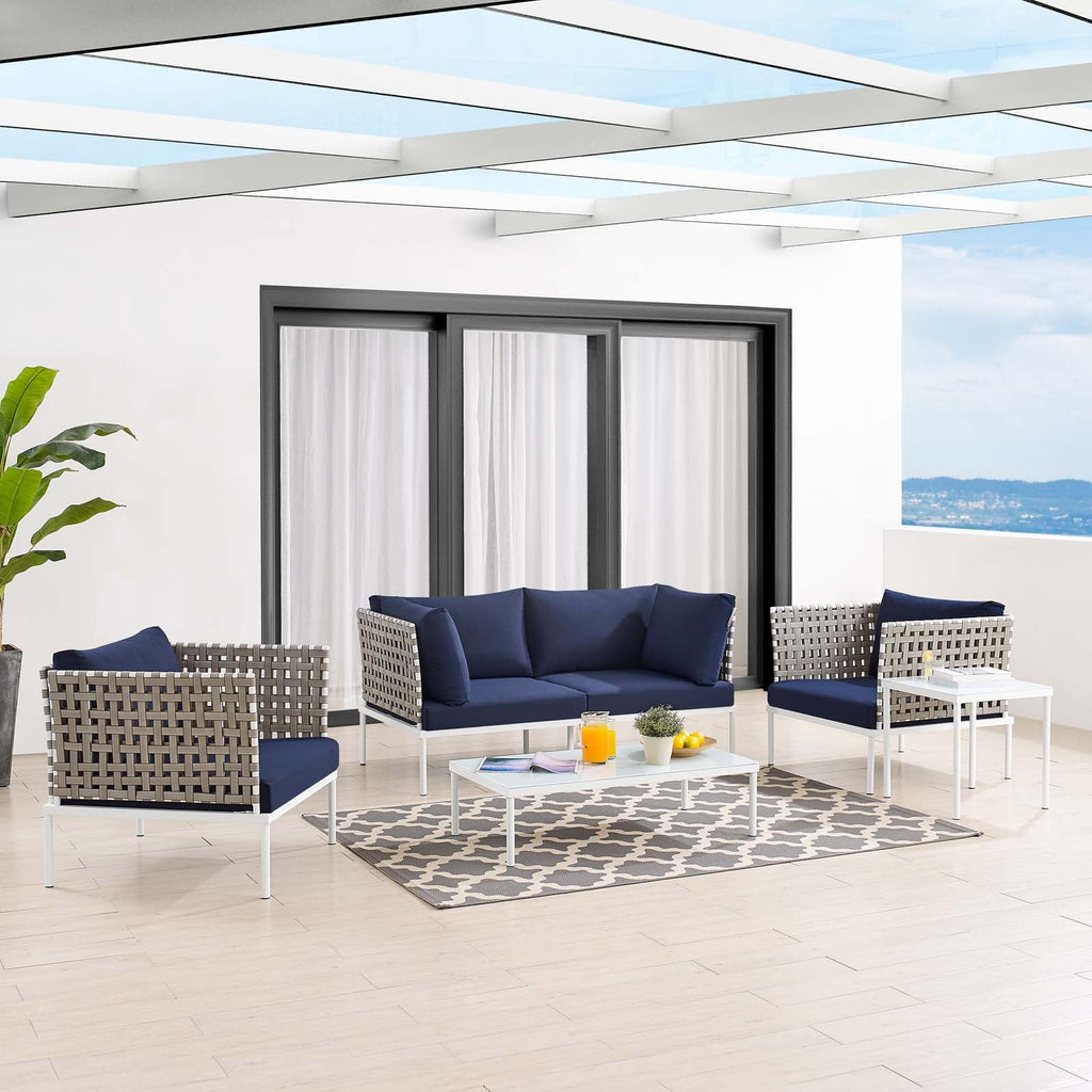 Harmony 5-Piece Sunbrella¨ Basket Weave Outdoor Patio Aluminum Seating Set by Modway