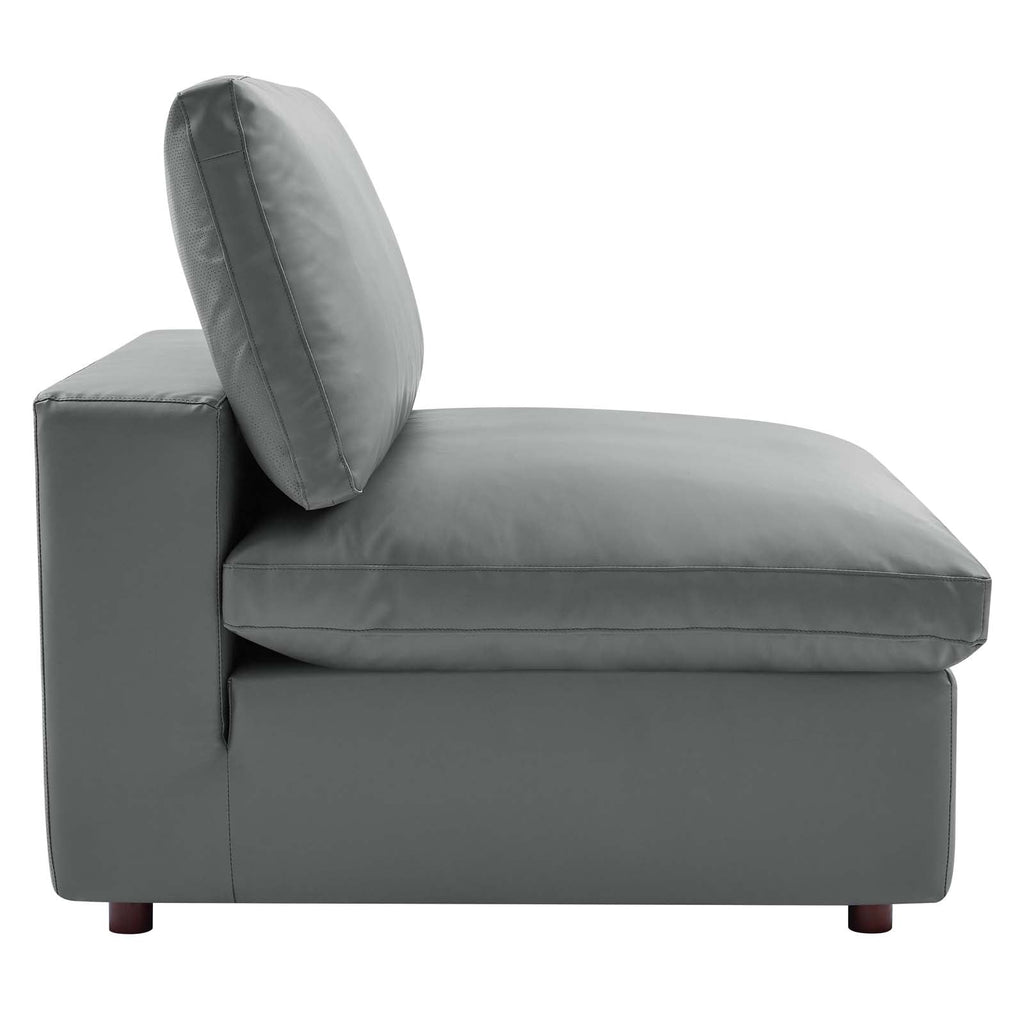 Commix Down Filled Overstuffed Vegan Leather Armless Chair by Modway