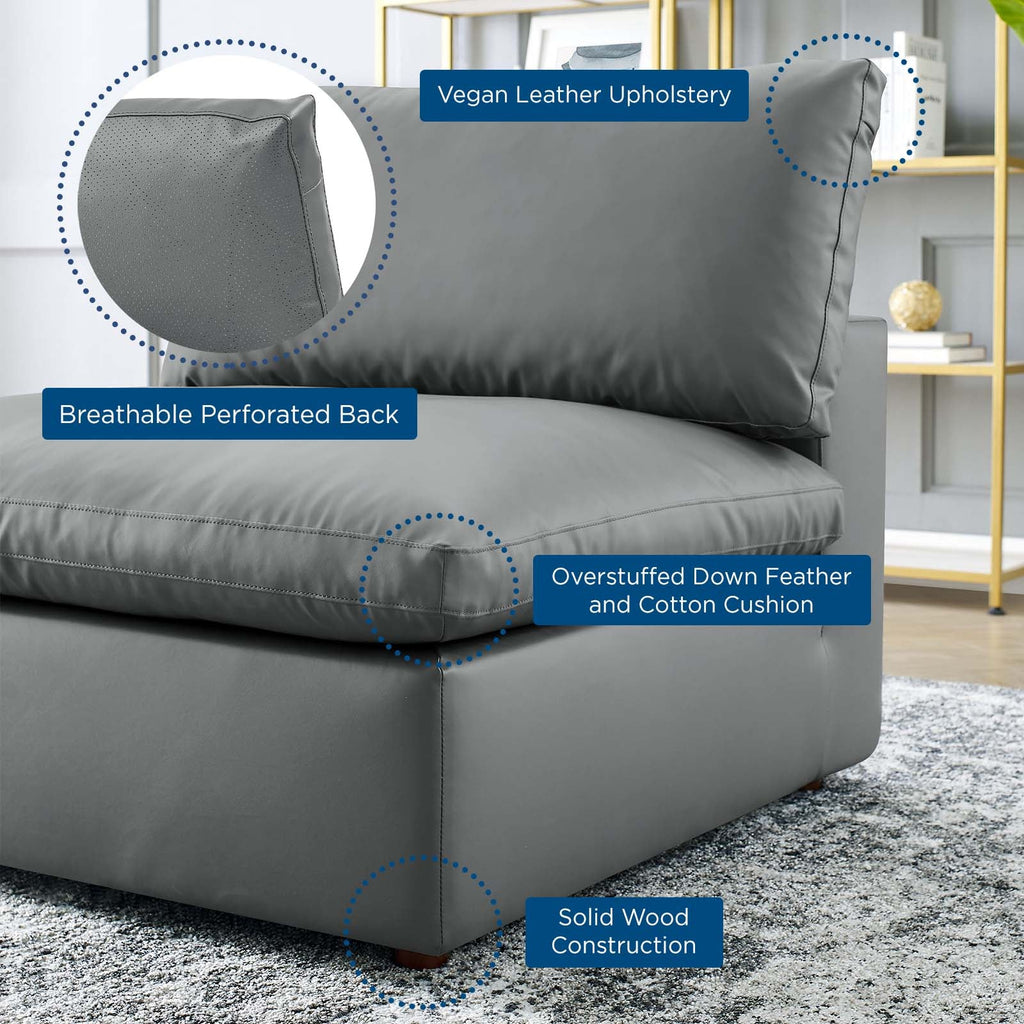 Commix Down Filled Overstuffed Vegan Leather Armless Chair by Modway