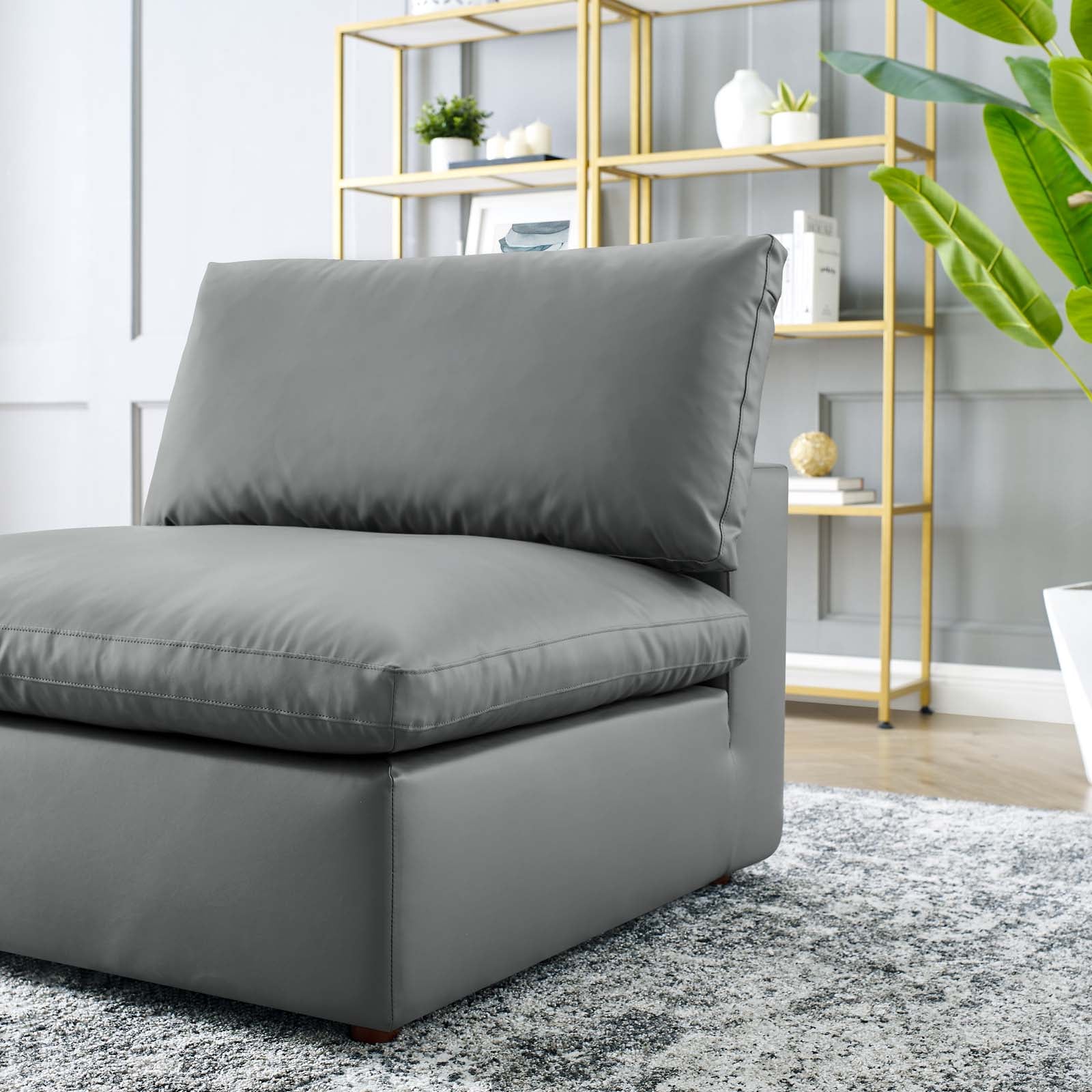 Commix Down Filled Overstuffed Vegan Leather Armless Chair by Modway