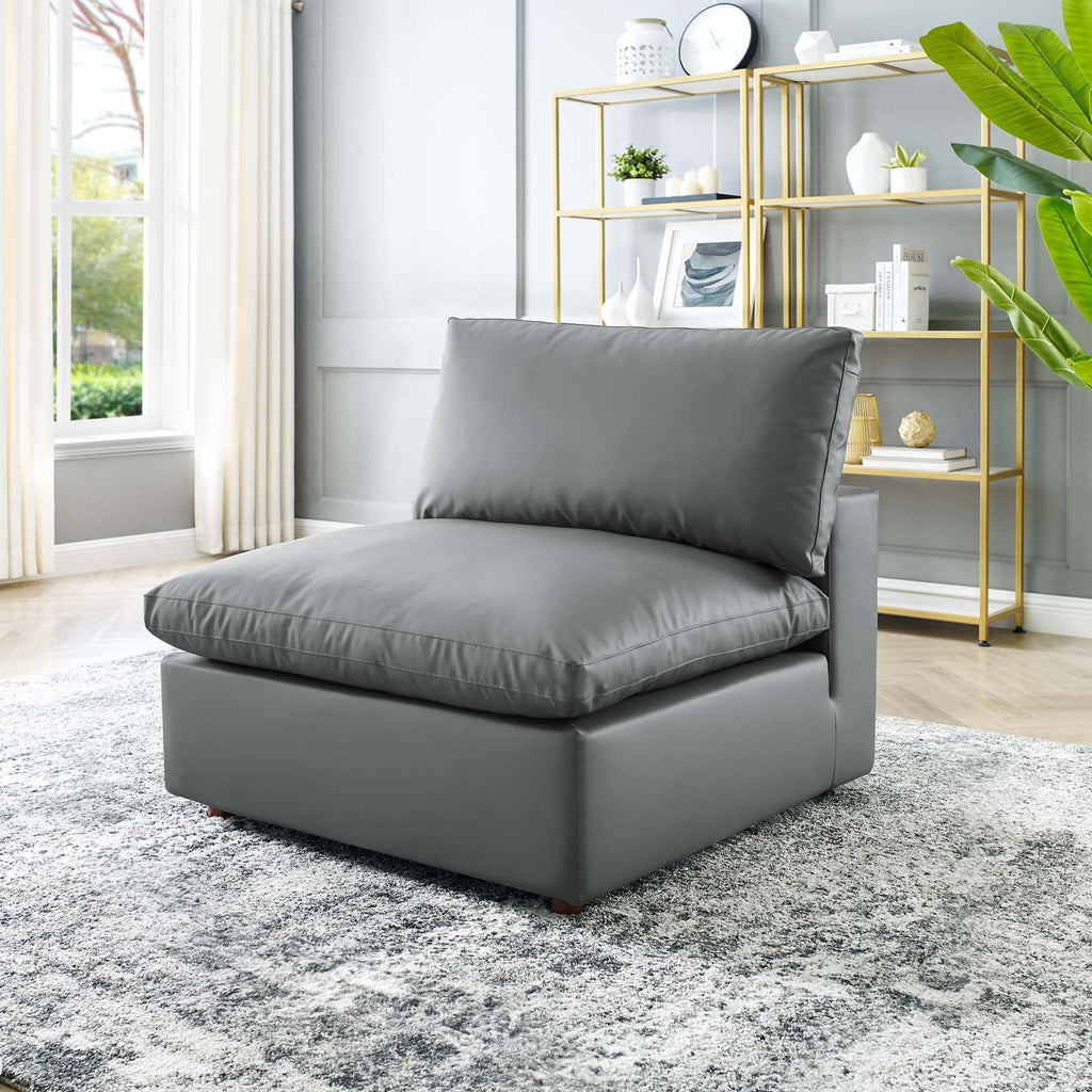 Commix Down Filled Overstuffed Vegan Leather Armless Chair by Modway