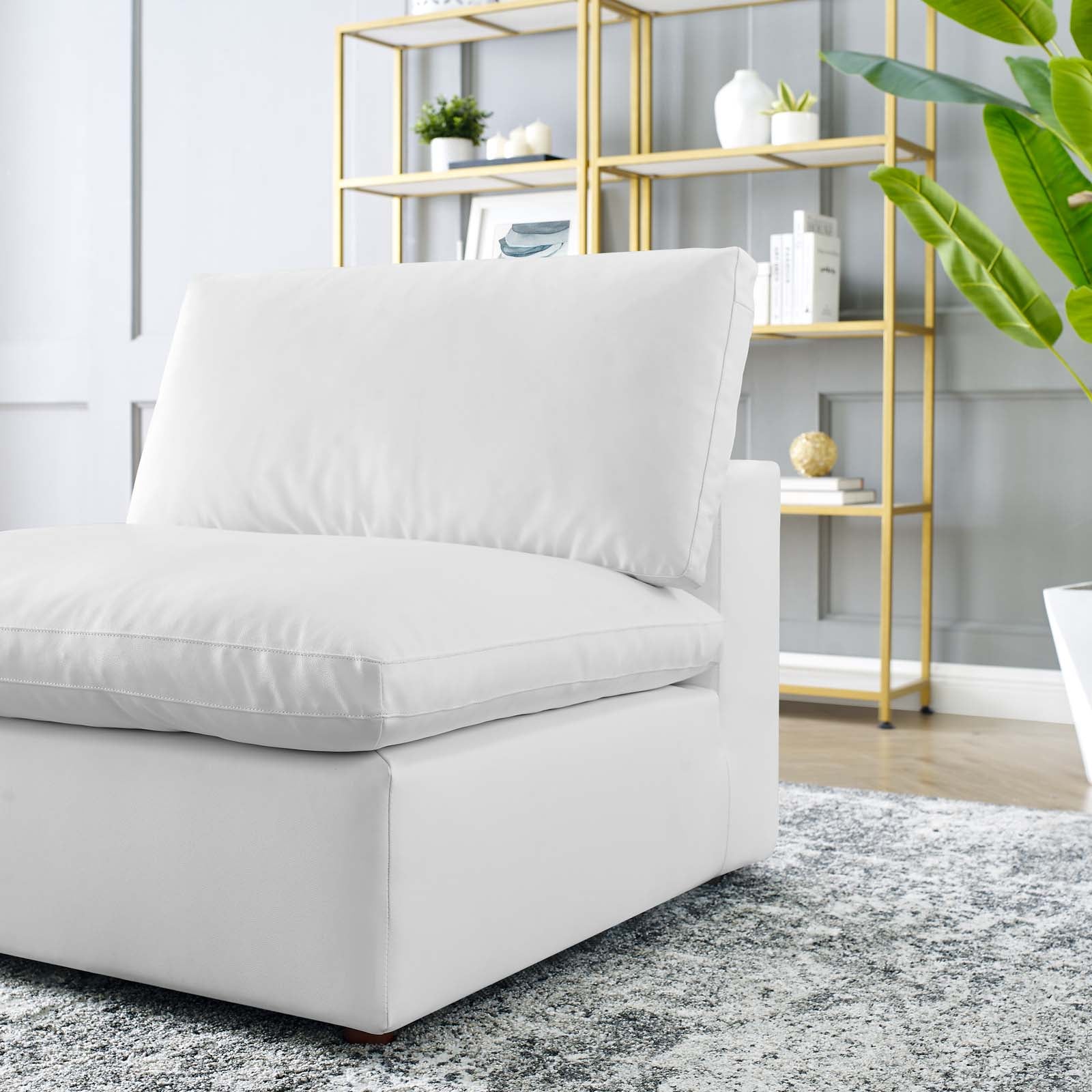Commix Down Filled Overstuffed Vegan Leather Armless Chair by Modway