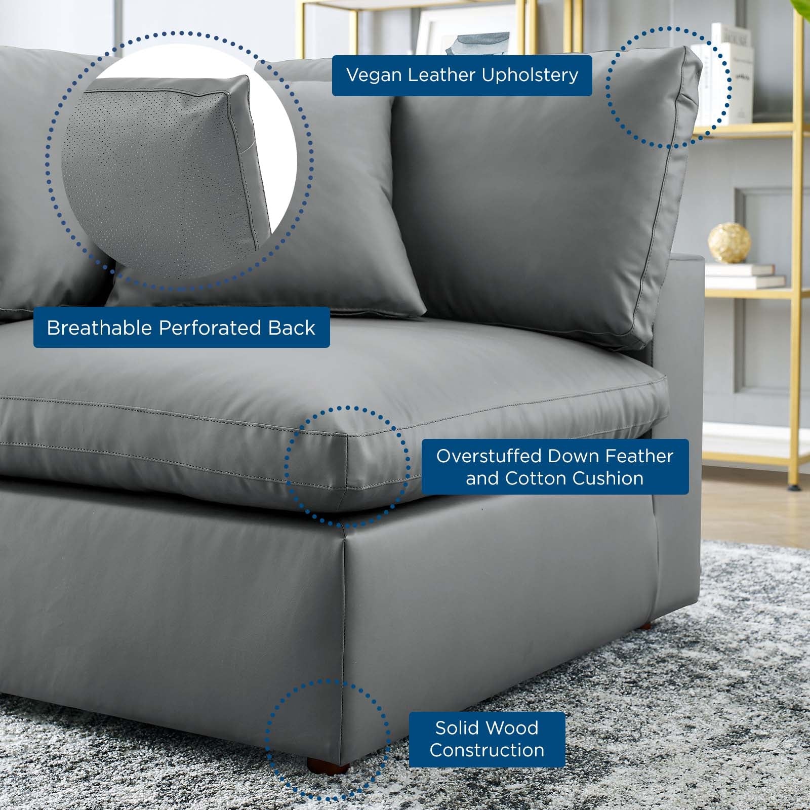 Commix Down Filled Overstuffed Vegan Leather Corner Chair by Modway