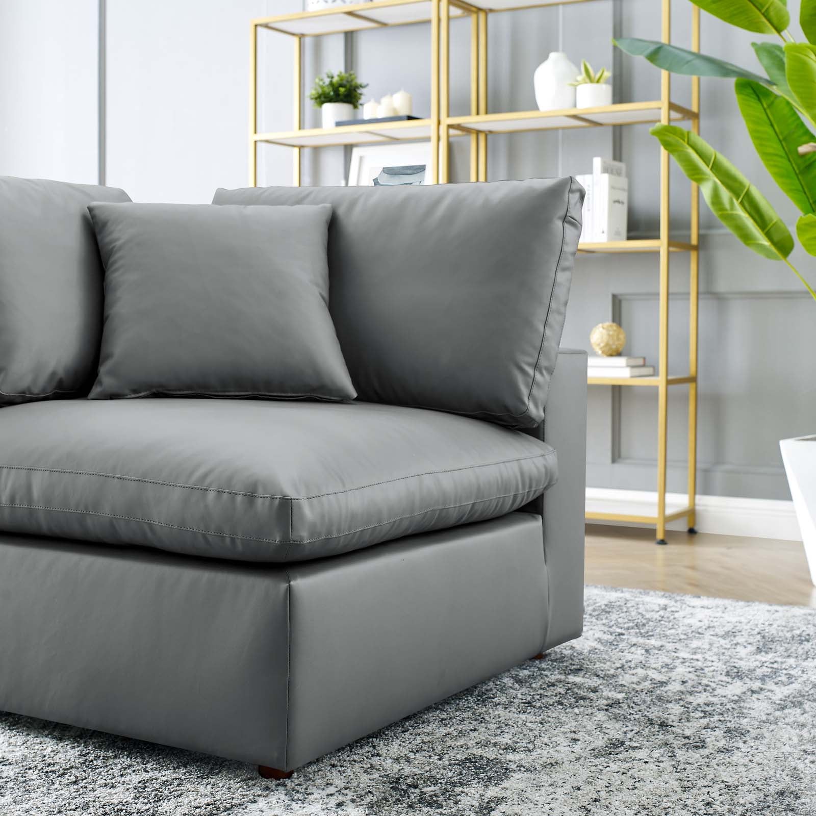Commix Down Filled Overstuffed Vegan Leather Corner Chair by Modway
