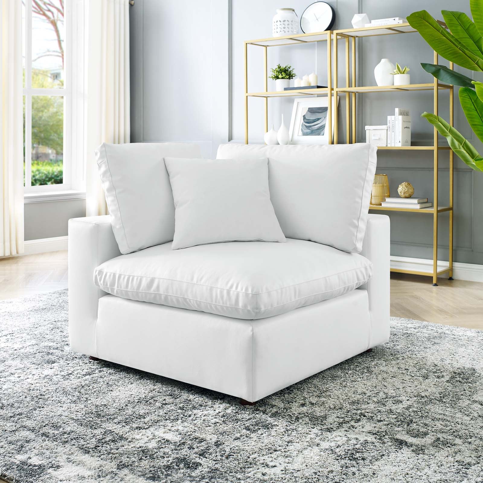 Commix Down Filled Overstuffed Vegan Leather Corner Chair by Modway