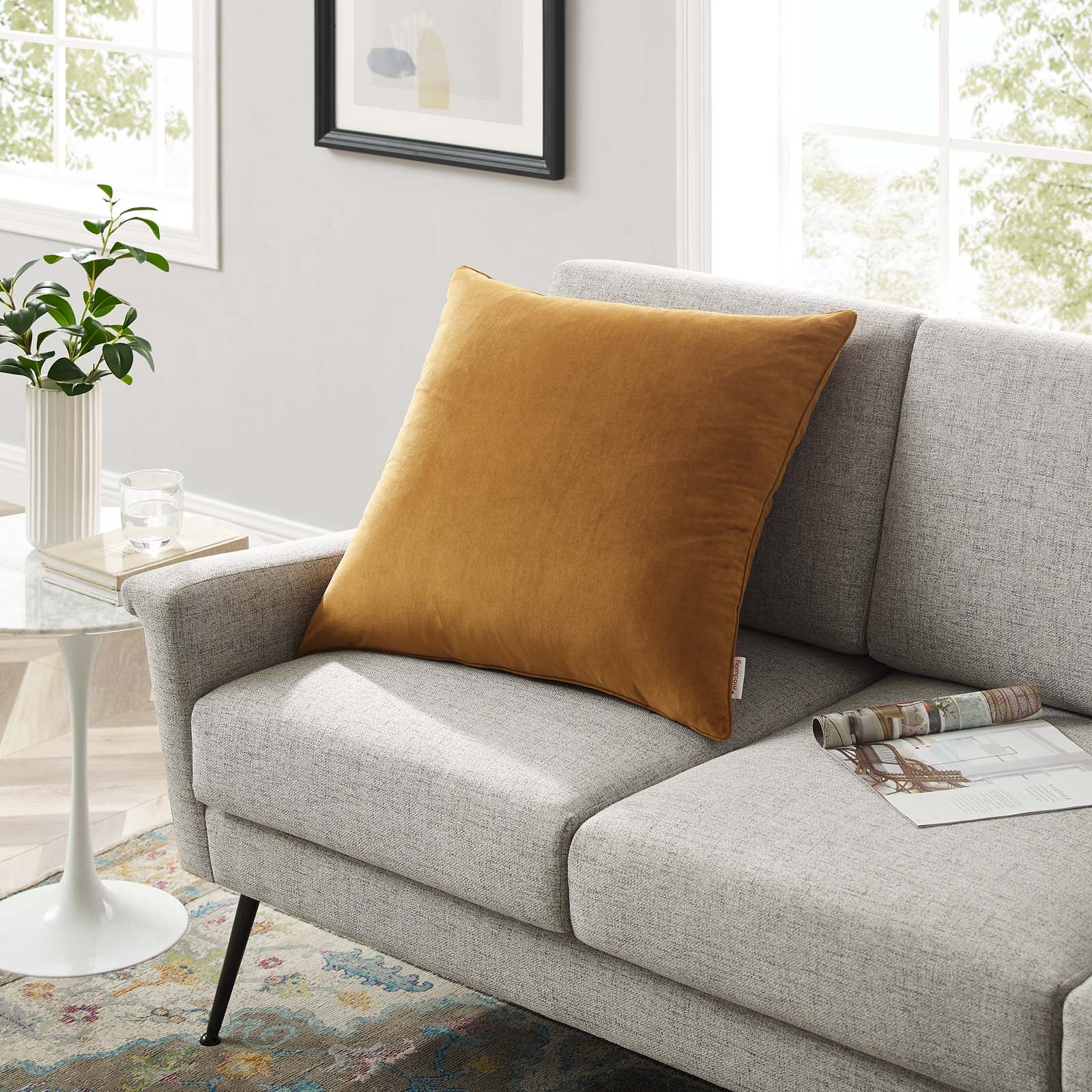 Enhance 24" Performance Velvet Throw Pillow by Modway
