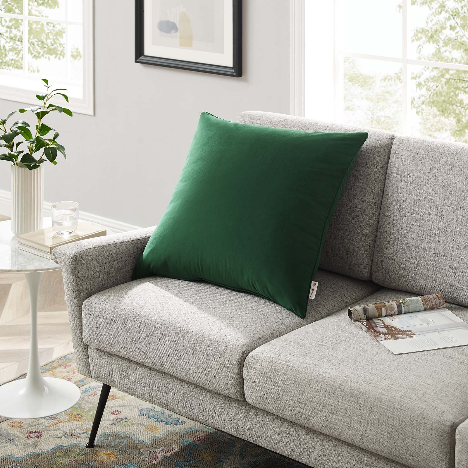 Enhance 24" Performance Velvet Throw Pillow by Modway